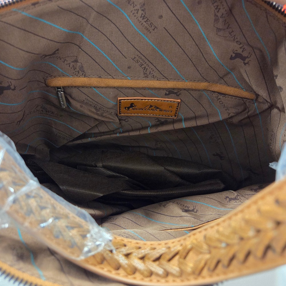 Montana West Brown Croc Embossed Western Hobo Bag - Picture 3 of 4